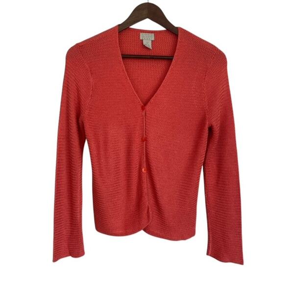 Sigrid Olsen Sport Coral 3 Button Front Cardigan - Petite Medium - Picture 1 of 4